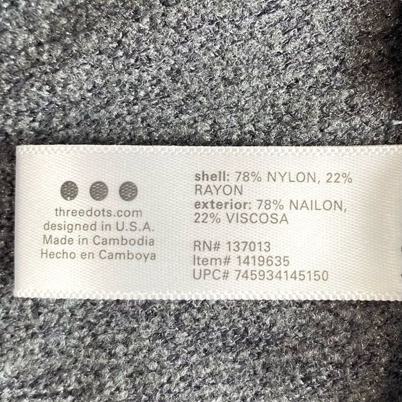 THREE DOTS french terry grey LS pullover w tie - S - Picture 10 of 14